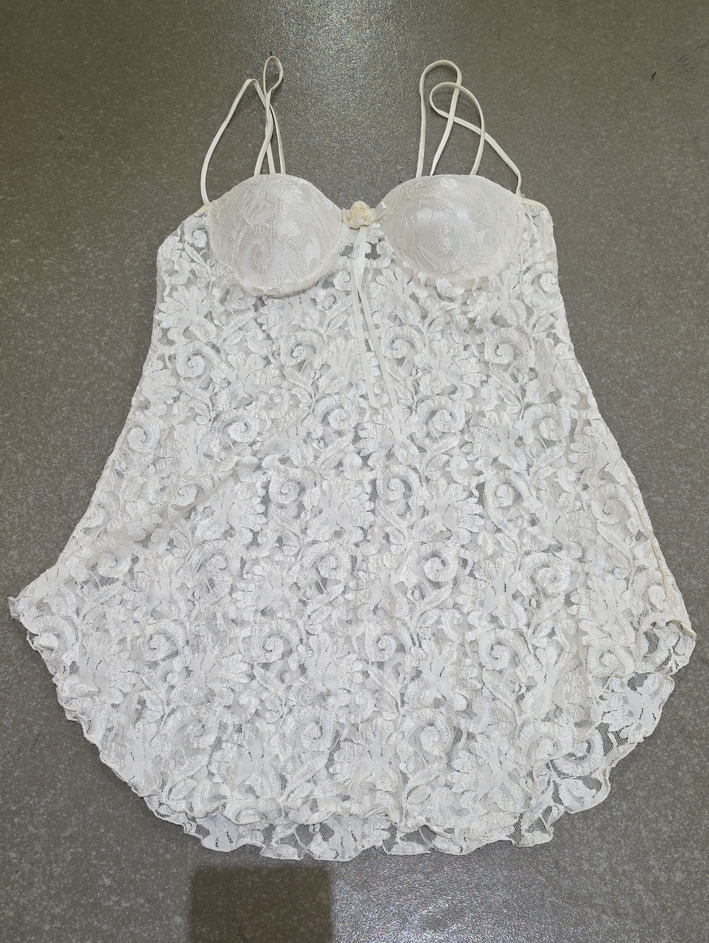 Delicate Lace White Chemise with Built-In Cups